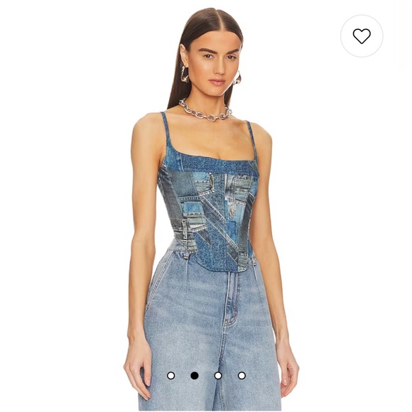 Brand New Miaou Love Corset in Denim Print, Size S - Picture 2 of 4